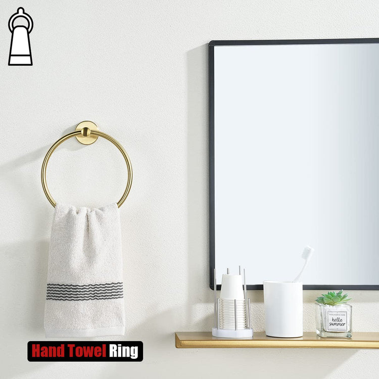 Towel Ring Brass Gold