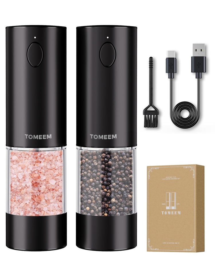 Larger Capacity Rechargeable Electric Salt and Pepper Grinder Set
