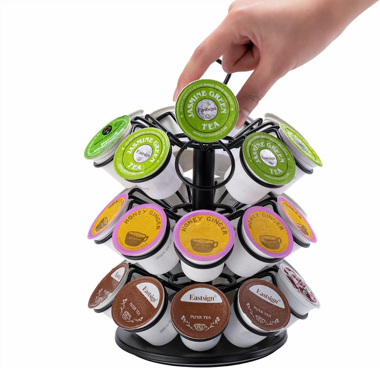 Rice rat K-Cup Storage Coffee Capsules Pod Holder Carousel Capsule Display Storage for k-cup(27pods-3tiers)