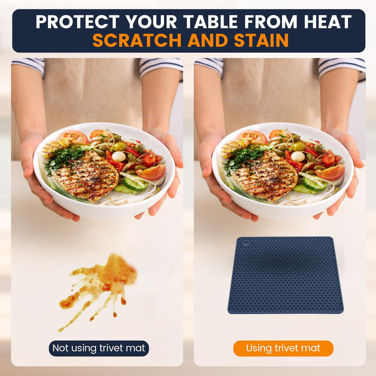 Silicone Trivet Mats 4 Heat Resistant Pot Holders Multipurpose Non (4 Count)