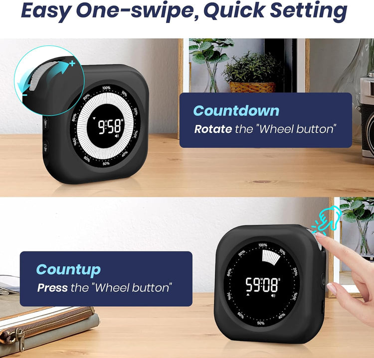 Visual Timer for Kids, 10 Hours Countdown/Up, with Rechargeable, 3 Volume Levels,3 Brightness Display, and Magnetic, Homeschool Study Tool, Large Digital Timers for Classroom, Kitchen