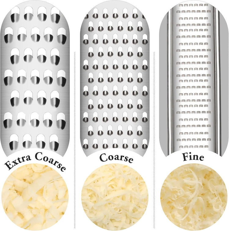 Cambom Lemon Zester Grater Three-piece Suit - Heavy Duty Kitchen Tool for Parmesan Cheese, Ginger, Garlic, Nutmeg, Chocolate, Vegetables,Fruits,Stainless Steel Grater Dishwasher Safe Clear