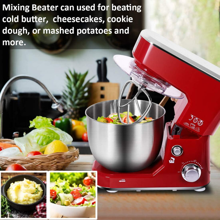 CUSIMAX Stand Mixer, 5-QT Stainless Steel Bowl Food Mixer, Tilt-Head Kitchen Electric Mixer with Dough Hook, Mixing Beater and Whisk, Splash Guard, Red