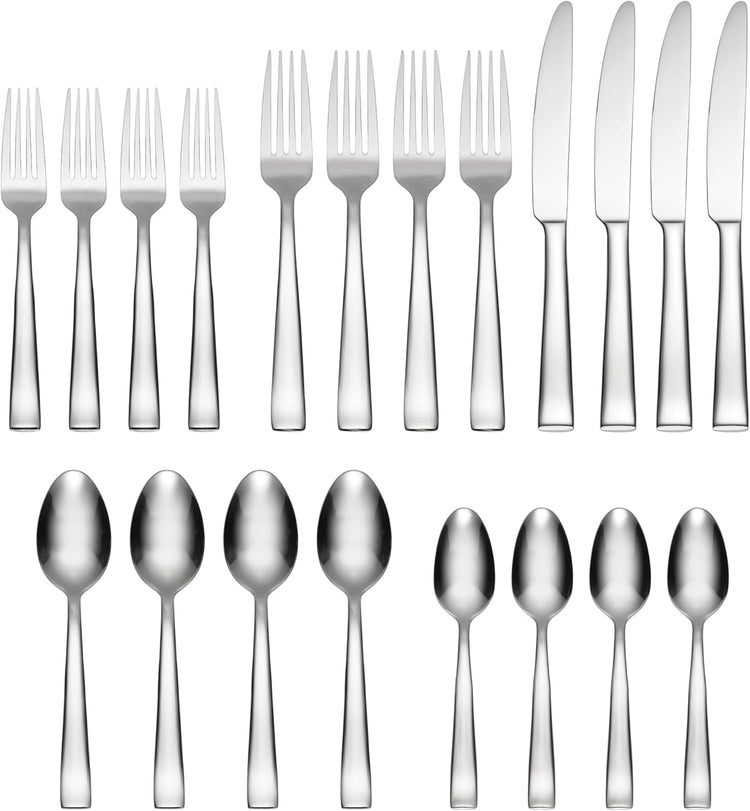 Oneida H147020A Monolith 20 Piece Everyday Flatware, 18/0 Stainless Steel, Silverware Set (Service for 4)