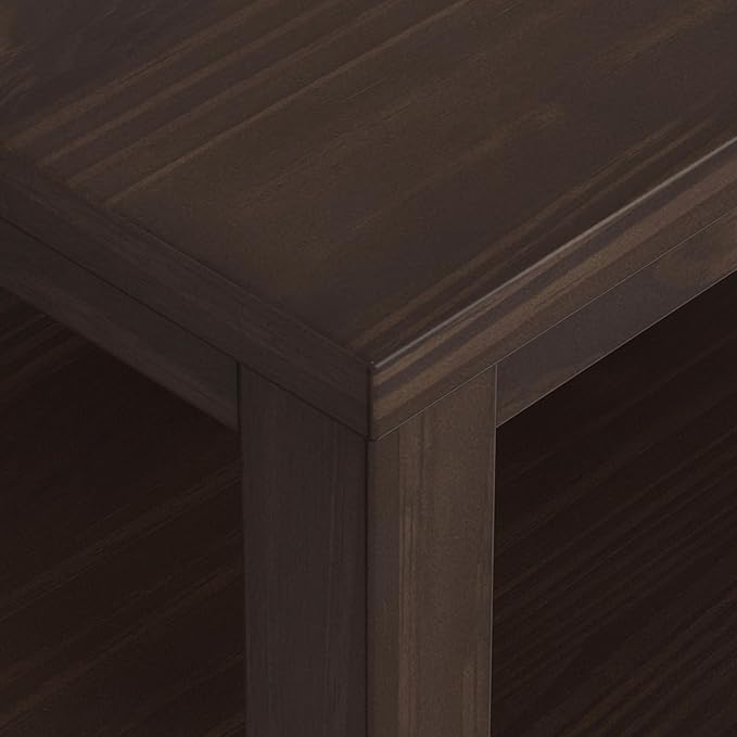 SIMPLIHOME Warm Shaker End Table - 20 inch Wide Solid Wood Side Table in Warm Walnut Brown, Transitional Accent Table for Living Room or Bedroom with Drawer, Open Shelf and Square Tapered Legs