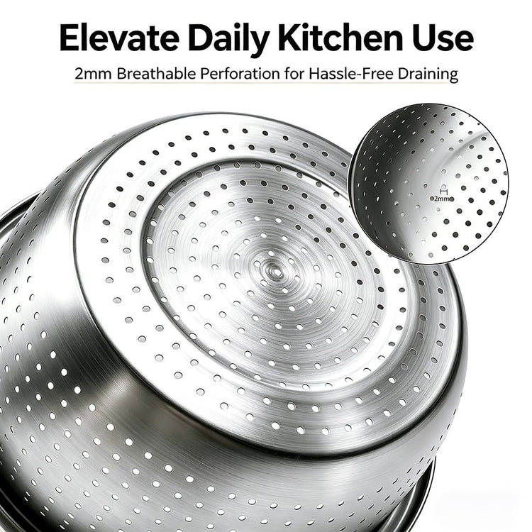4 Piece Stainless Steel Mixing Bowls and Microporous Colanders Set (4 Count)