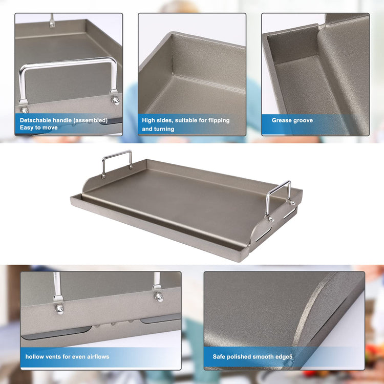 Cast Iron Griddle for Gas Grill Flat Top Griddle Insert for Outdoor Gas Grill