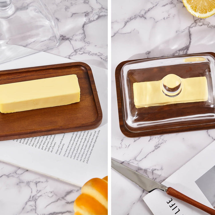 Glass butter dish with lid