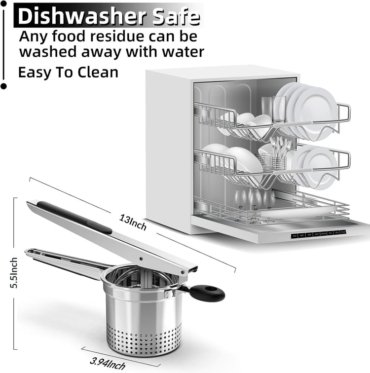 SPEENSUN Potato Ricer, Large 15 oz Potato Masher Make Fluffy Mashed Potatoes With Extra Hole, Heavy Duty Potato Ricer Stainless Steel, Comfort Non-slip Silicone Handle Ricer For Mashed Potatoes