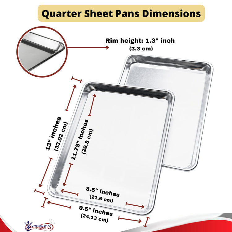 Quarter Sheet Baking Pan Aluminum Nonstick Oven Safe Set 2 (2 Count)