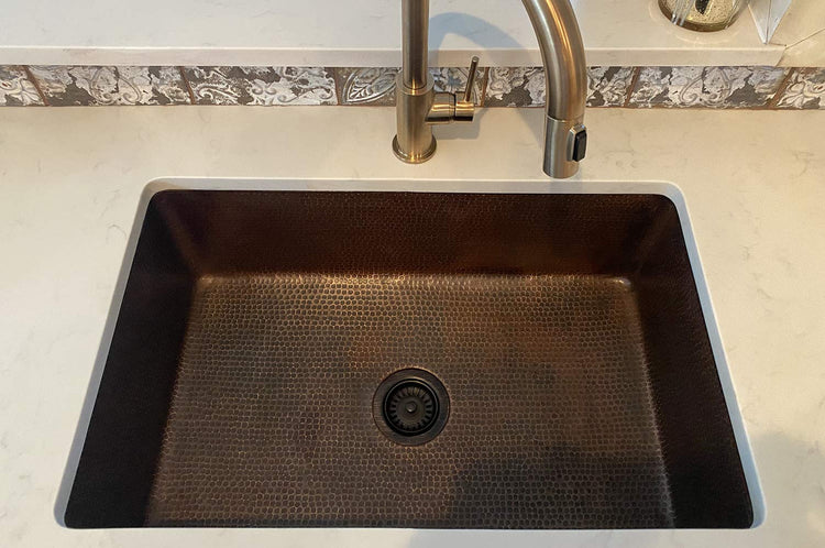 KSDB30199 30 Inch Hammered Copper Kitchen Single Basin Sink