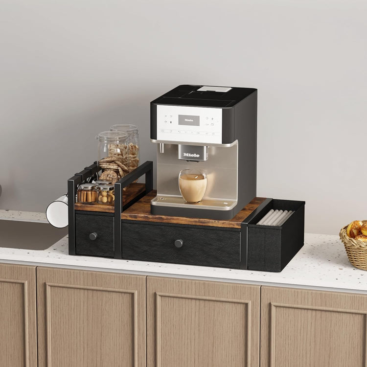 Homeiju Coffee Pod Drawers - K Cup Organizer, Nespresso Pods Holder with Mug Rack, Coffee Holder for Countertop, 52 Capacity Pods, Suitable for Kitchens, Offices and Coffee Bars(Patent Pending)