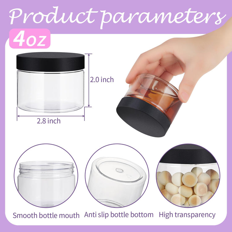 72 PCS 4 OZ Plastic Jars with Screw On Lids