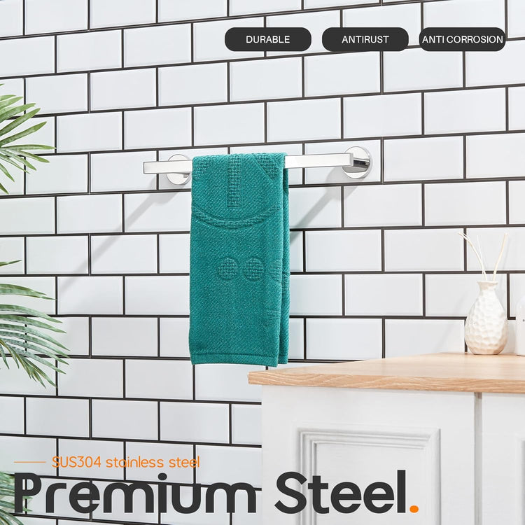 12 Inch Bathroom Towel Bar Bath Towel Rack Kitchen Towel Holder Towel Ring Wall Mounted SUS304 Stainless Steel 2 Pack Polished Chrome AN4001CH-L12-P2