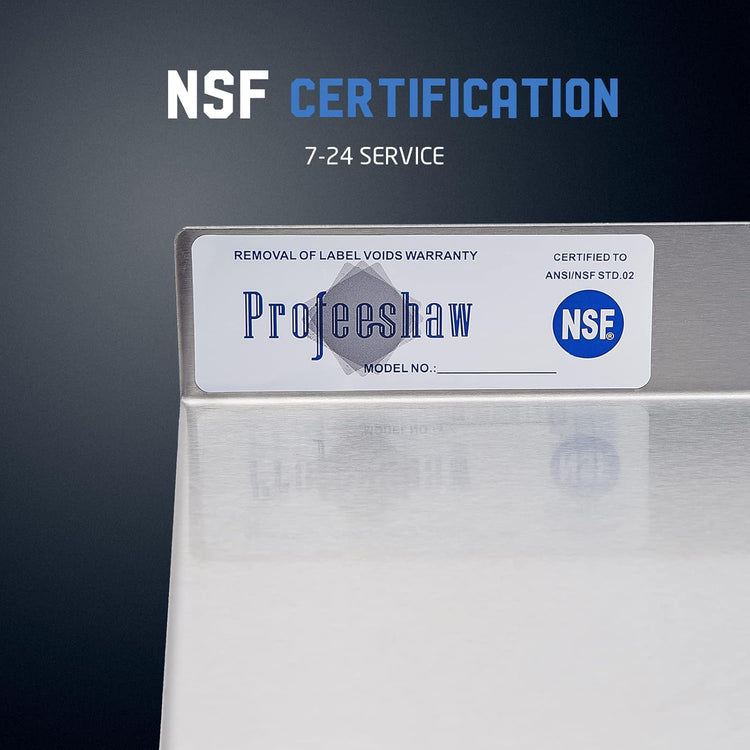 Profeeshaw NSF Stainless Steel Shelf 14” x 72”, 450 lb Commercial Shelves Wall Mounted Metal Shelving with Backsplash and 2 Brackets for Restaurant, Bar, Utility Room, Kitchen and Garage