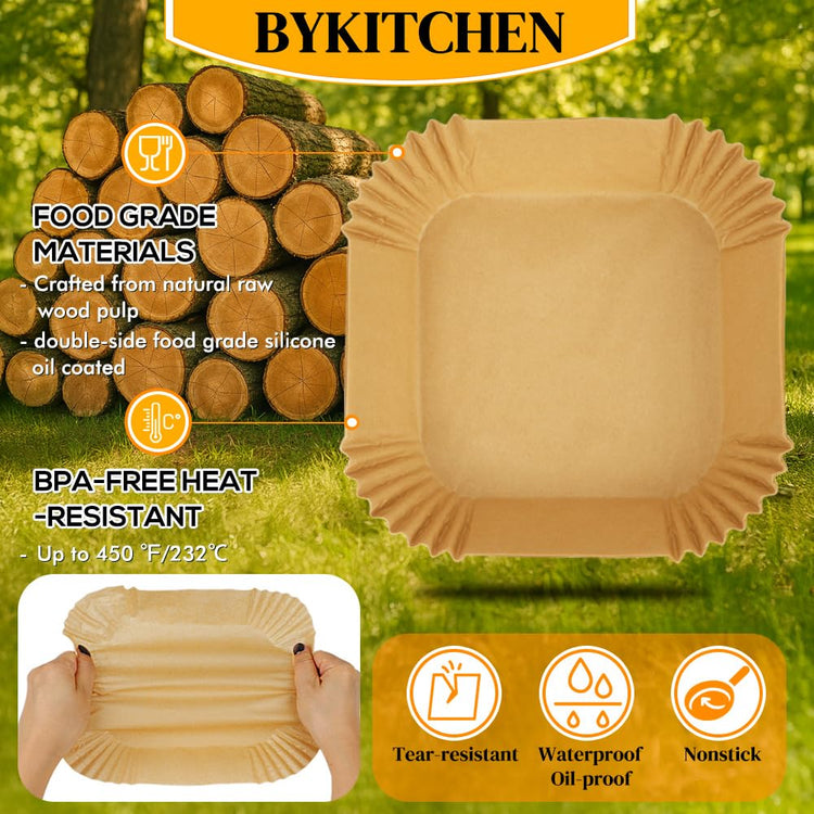 Disposable Square Air Fryer Liners for 5 to 8Qt Airfryer (100 Count)