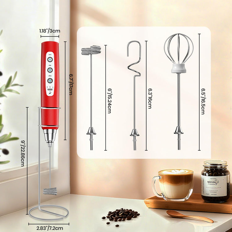 Milk Frother Handheld Rechargeable with Stand