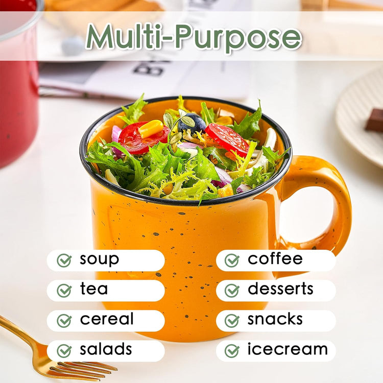 bestone Coffee Mugs Set of 4,16 oz Large Coffee Mugs, Ceramic Mugs with Handles,Salad,Noodles etc Coffee Mugs, Cups for Coffee Cereal Latte ,Microwave & Dishwasher safe,Yellow