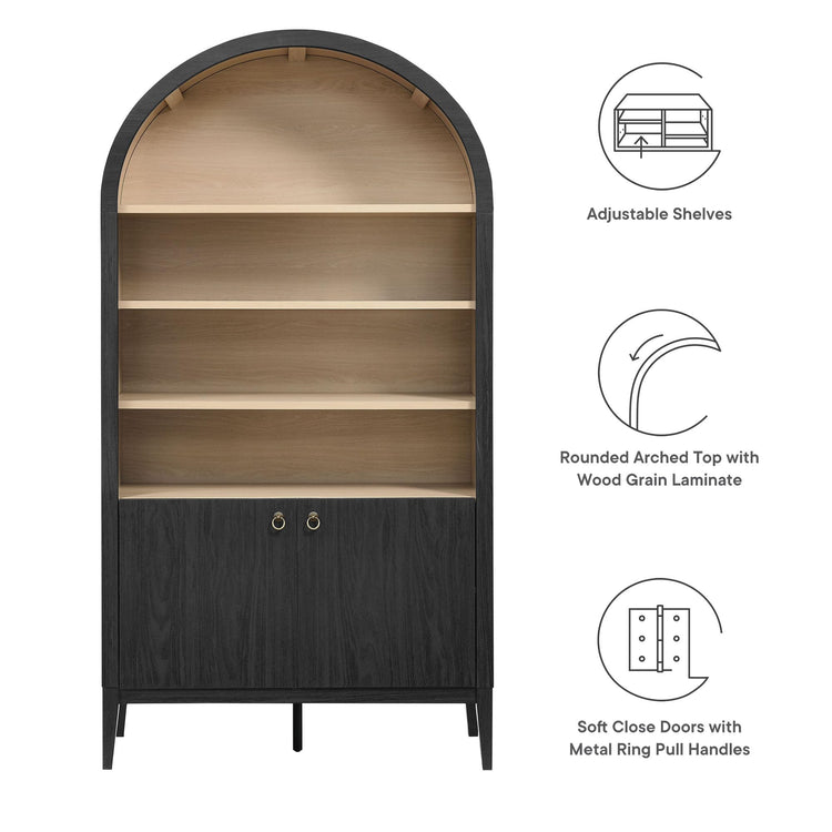 Nolan Tall Arched Storage Display Cabinet in Black