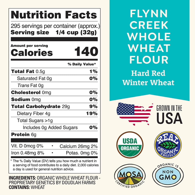 Organic Whole Wheat Flour 25 lbs (400 Ounce)