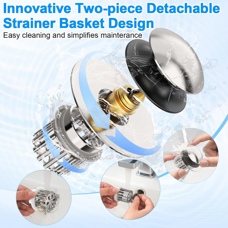 Universal 3 in 1 Bathroom Sink Drain Strainer