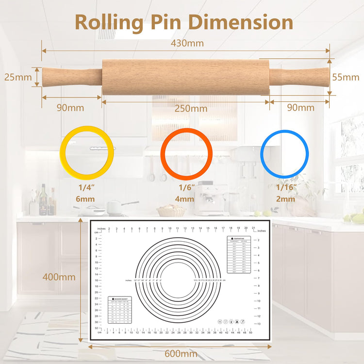 Rolling Pin with Handles (3 Count)