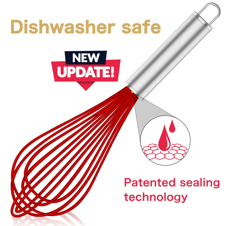 Red Silicone Whisk Set of 3