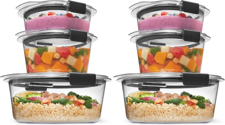Rubbermaid Brilliance® Round Leak Proof Food Storage Containers, 6 Piece Set (Pack of 2)
