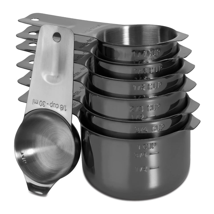 7-Piece 18/8 Stainless Steel Measuring Cups Set, Dark Gray