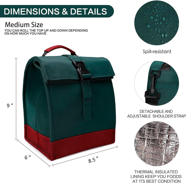 Insulated Lunch Bag Rolltop Lunch Box
