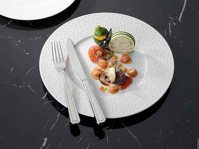 Degrenne Luxury French Cutlery Set - 5 Piece Silverware Set, Includes Forks, Spoons & Knife, Stainless Steel Flatware, Dishwasher Safe, Made in France - Normandy Mirror