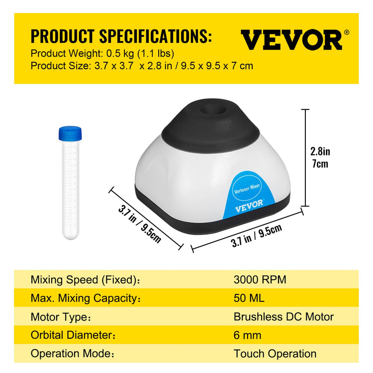Vortex Mixer 3000RPM Mini Vortex Mixer Shaker