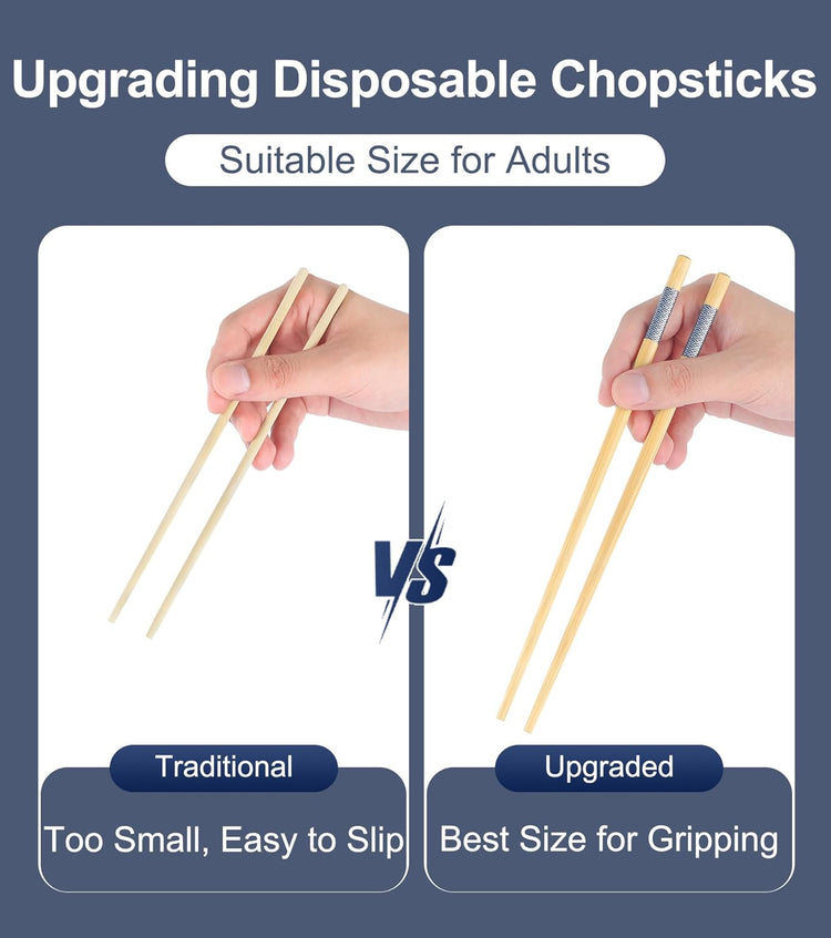 500 Pairs Bamboo Chopsticks Disposable | Reusable | Separated | Bulk | Chinese | -(9.45in)