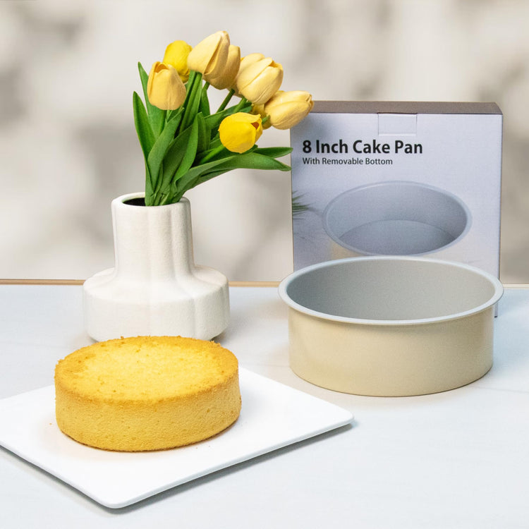 8 inch Cake Pan Removable Bottom Carbon Steel with Nonstick Coating Chiffon Cake Tin Round Shaped Cheese Cake Mould for Baking