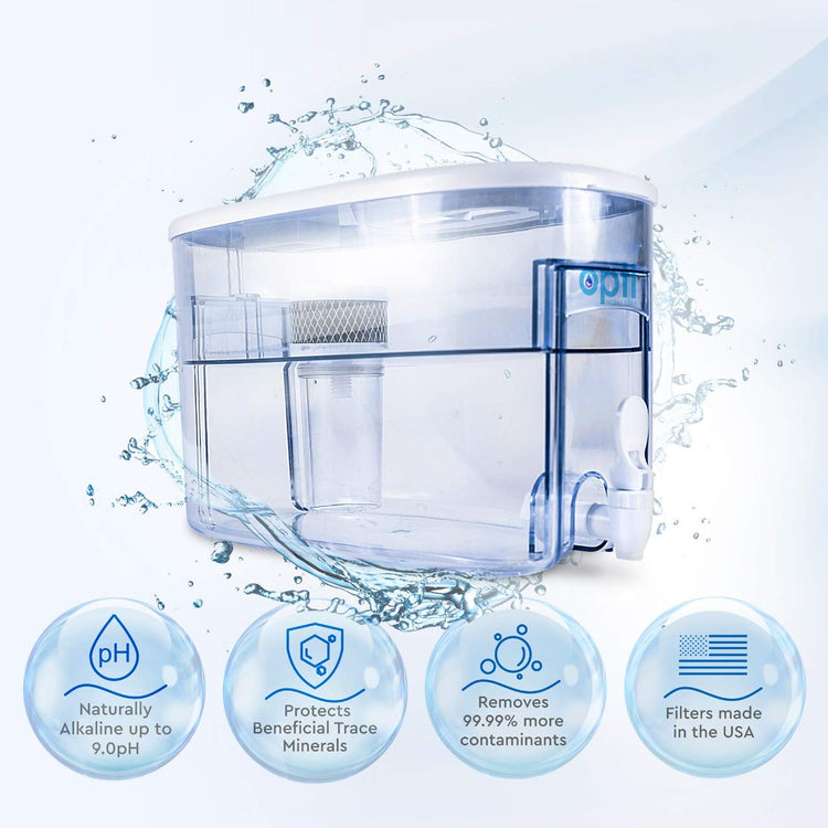 Alkaline Water Filter Pitcher OPTI Chill Refrigerator Filter Purification Water Unit Dispenser Naturally Enhances Alkalinity up to pH