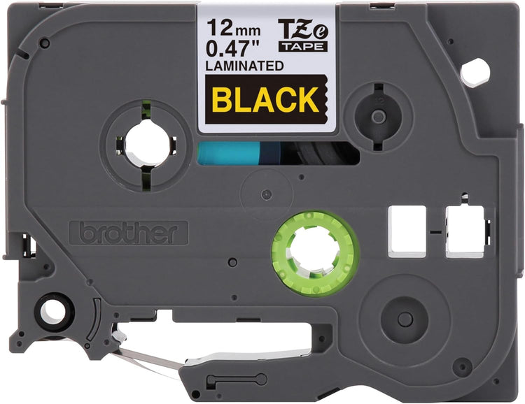 Brother Genuine P-Touch TZe Gold Print on Black Label Tape (TZe334), Laminated,1/2in x 26.2ft (12mm x 8m), for Select P-Touch Label Makers, Durable, Water-Resistant, Indoor/Outdoor Use