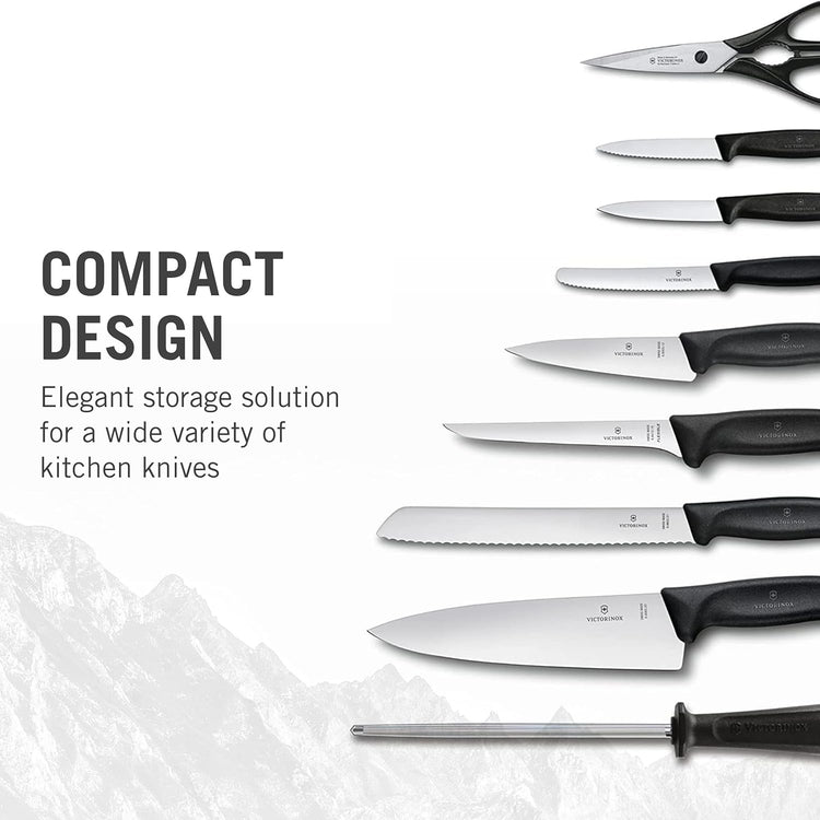 Victorinox Swiss Classic Knife Block - Kitchen Knife Set with Block for Home Essentials - Includes Chef's Knife, Santoku Knife & More - Black Handles, 15-Piece Set
