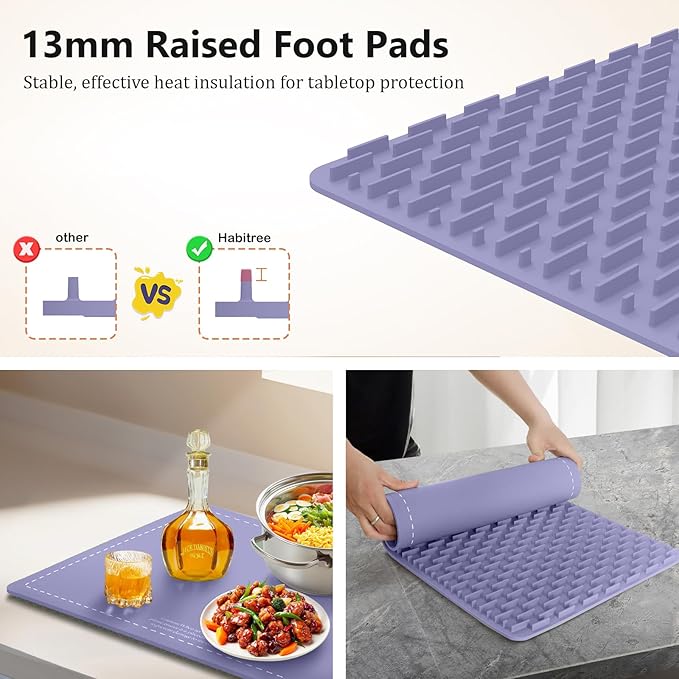 3-Pack Silicone Food Warming Mat & Food Warmers for Parties Buffet - Rapid Heating 6-Level Temp Control, Rollable Portable Easy Clean - Value Set for Gatherings & Home Daily UseοΌPurpleοΌ