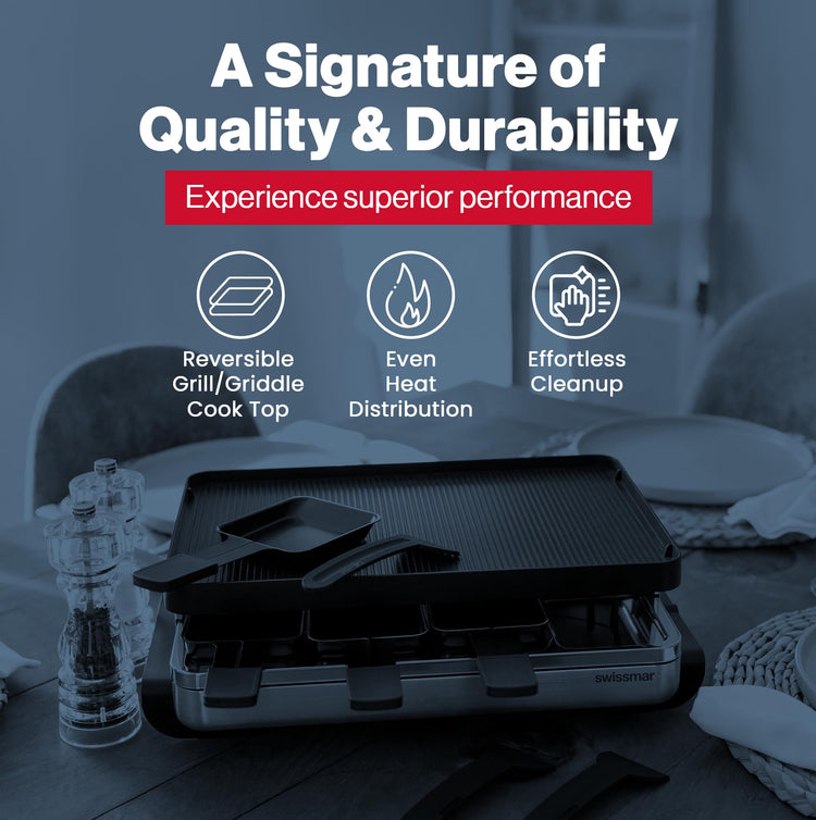 Classic Raclette Party Grill with Reversible Cast Aluminum Non