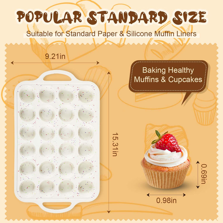 2 Silicone Muffin Pans for Baking with 200 Mini Cupcake Liners (2 Count)