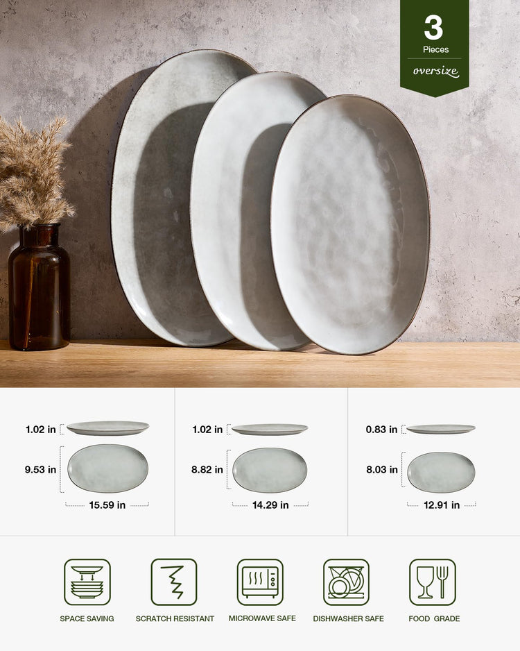 Serving Platters Set of 3 Sizes (15 Count)