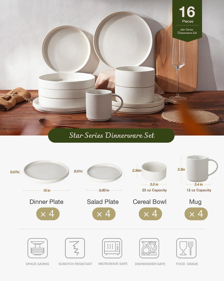 Star Dinnerware Sets with Mugs (16 Count)