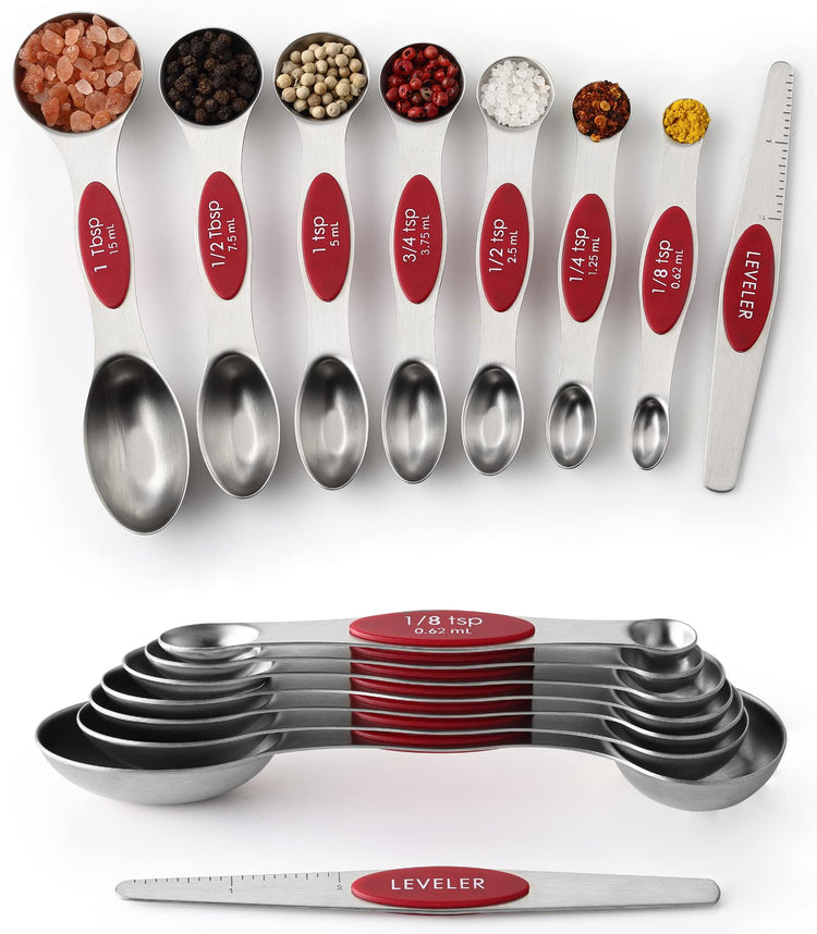 Stainless Steel 8 Magnetic Measuring Spoons Set (2 Count)
