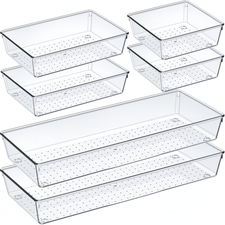 6 Pcs Large Size Clear Drawer Organizer Set (6 Count)