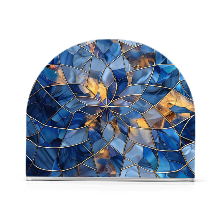 Stained Glass Blue Pattern Napkin Holder for Table Paper Napkins Holder Acrylic Tissue Dispenser Kitchen Dining Room Bathroom Party Car Decor