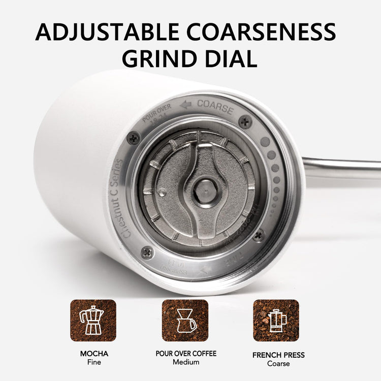 Manual Coffee Grinder with Stainless Steel Conical Burr Coffee Grinder Chestnut C2 Internal Adjustable Setting Capacity 20g Pour Over Coffee for Travel