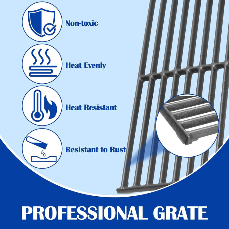 SafBbcue 16517 Cast Iron Graets for Bull 4 Burner Grill Replacement Parts Bull Angus 47628 47629 Bull Steer 69008 69009 Bull Outlow 26038 26039 Lion Premium 75000 Grill Parts