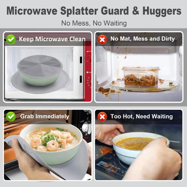 4 in 1, KooMall Trivets for Hot Dishes Pots and Pans & Multi-Purpose Microwave Mat, Silicone Hot Pads for Kitchen Counter, Quartz Countertop Hot Plates Protectors, Heat Resistant, Gray 12'' 10'' 7''