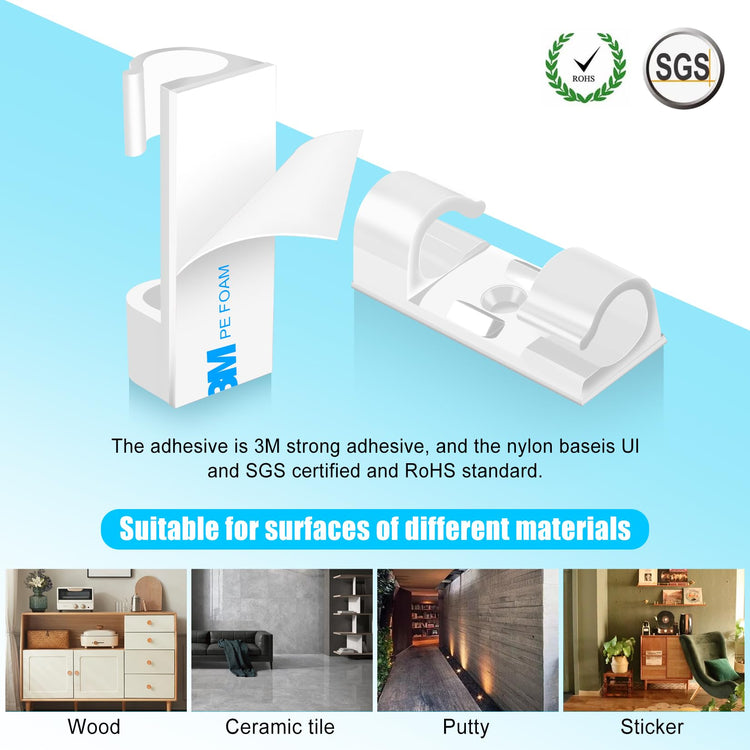 35pcs Large Self Adhesive Cable Clips White (35 Count)