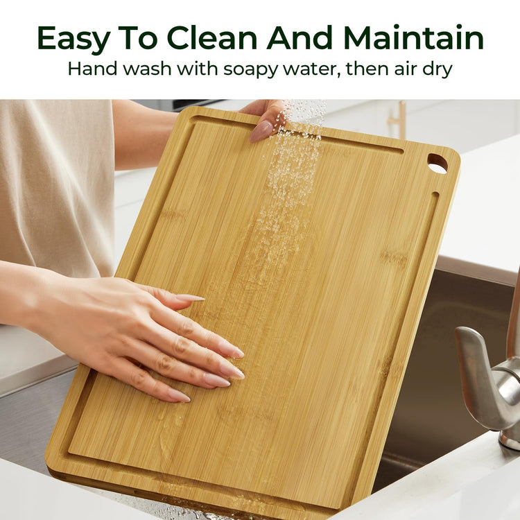 Natural Bamboo Cutting Board Set of 2 (2 Count)